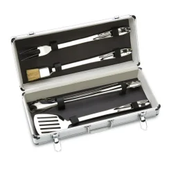 BBQ Tool Set With Case, 4 Piece Stainless Steel Grill Tool Set