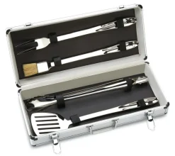 BBQ Tool Set With Case, 4 Piece Stainless Steel Grill Tool Set
