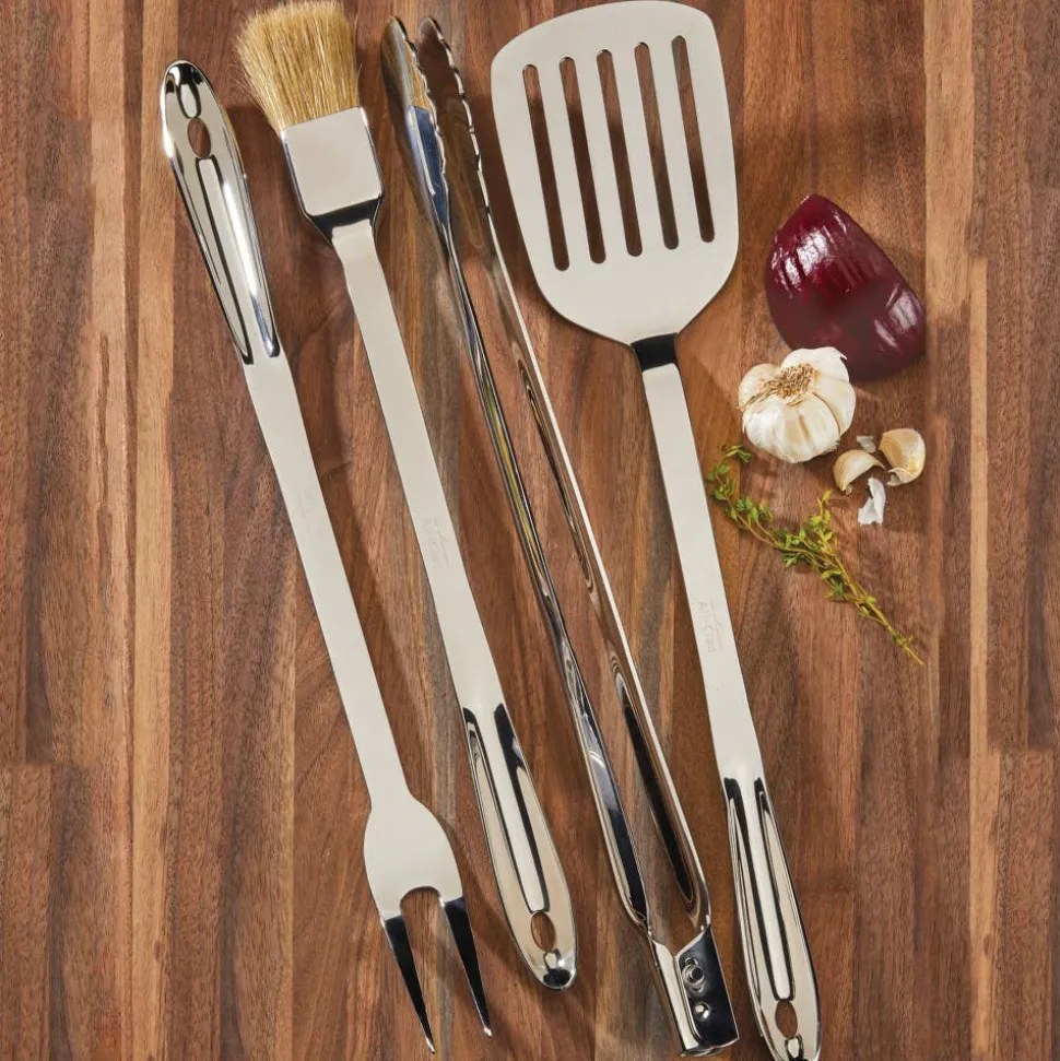 BBQ Tool Set With Case, 4 Piece Stainless Steel Grill Tool Set