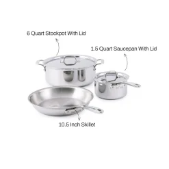D3 Everyday Stainless 3-Ply Bonded Cookware, 5 Piece Set | All-Clad