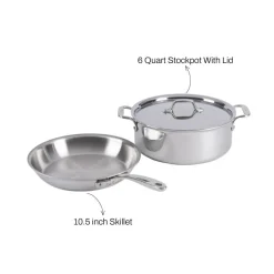 D3 Stainless Everyday, 3 Piece Pots and Pans Cookware Set