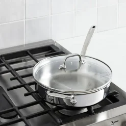 D3 Stainless Everyday 3-ply Bonded Cookware, Sauté Pan with Glass lid, 3 quart