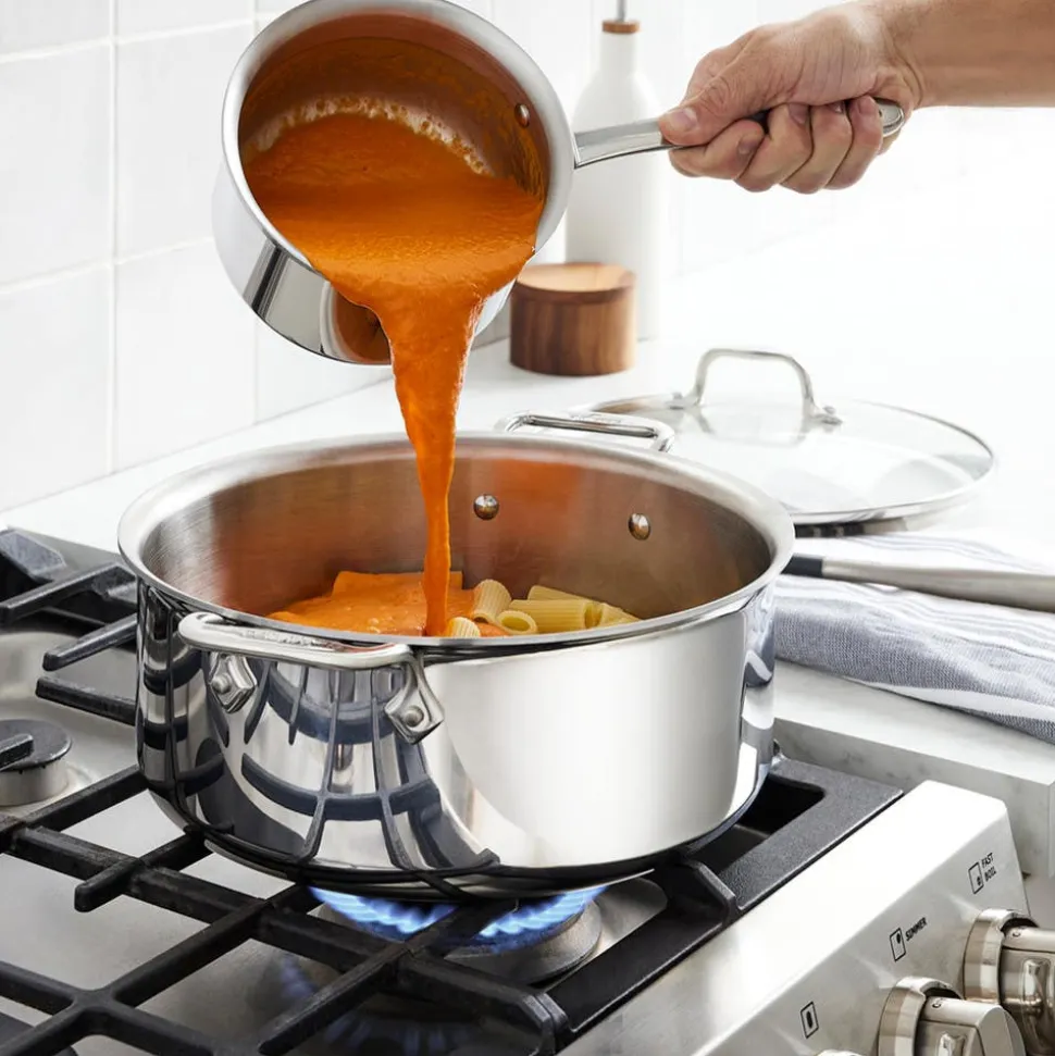 D3 Stainless Everyday 3-ply Bonded Cookware, Sauce Pan with Glass lid, 1.5 quart