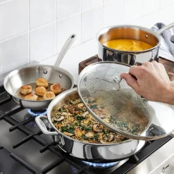 D3 Stainless Everyday 3-ply Bonded Cookware, Sauce Pan with Glass lid, 1.5 quart