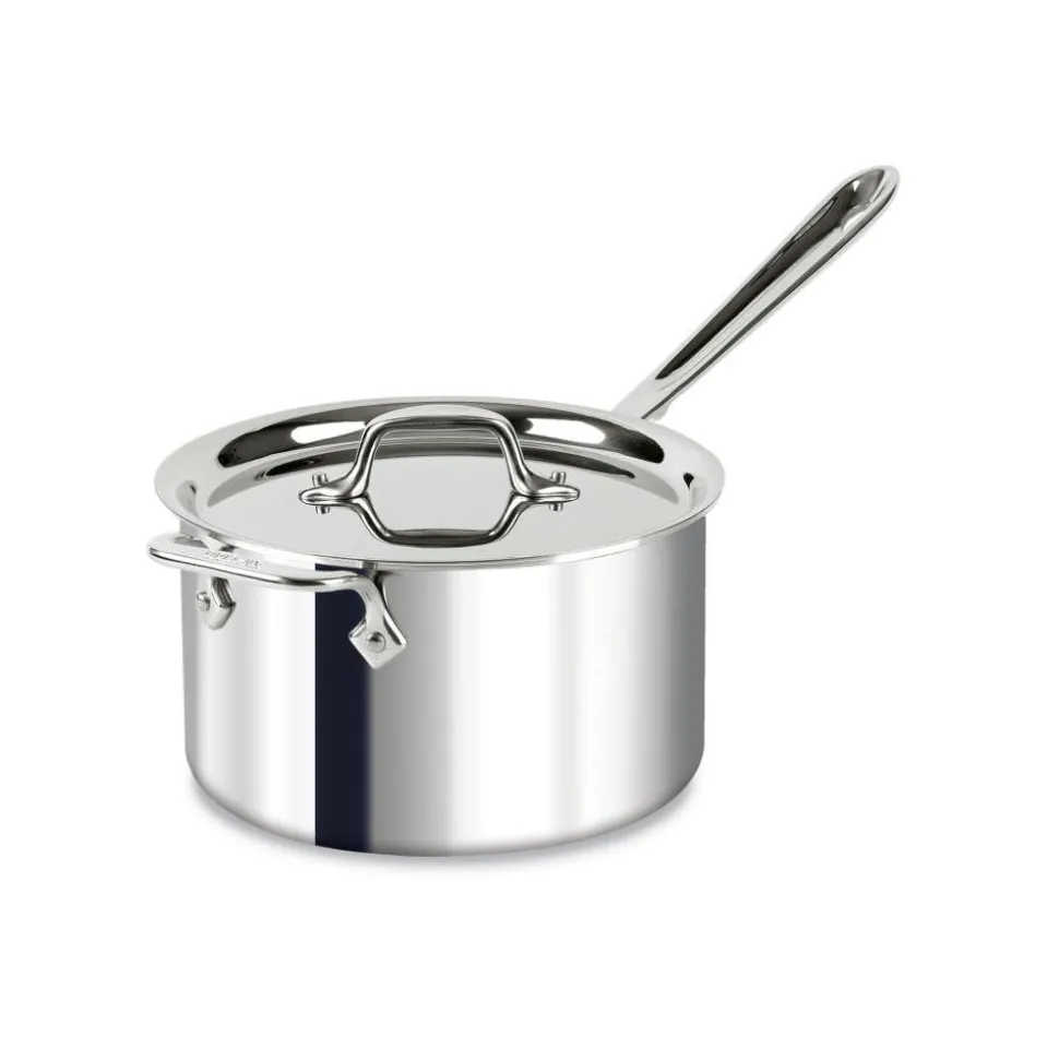 D3 Stainless 3-Ply Bonded Cookware, Sauce Pan with Lid, 4 quart