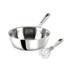 D3 Stainless 3-ply Bonded Cookware, Saucier with Whisk, 2 quart