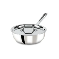 D3 Stainless 3-ply Bonded Cookware, Saucier with lid, 2 quart