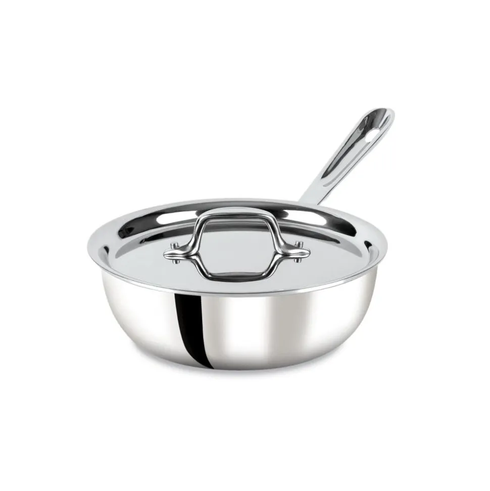 D3 Stainless 3-ply Bonded Cookware, Saucier with lid, 2 quart