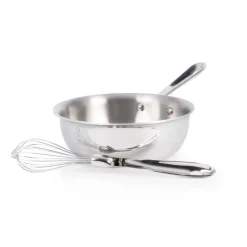 D3 Stainless 3-ply Bonded Cookware, Saucier with Whisk, 2 quart