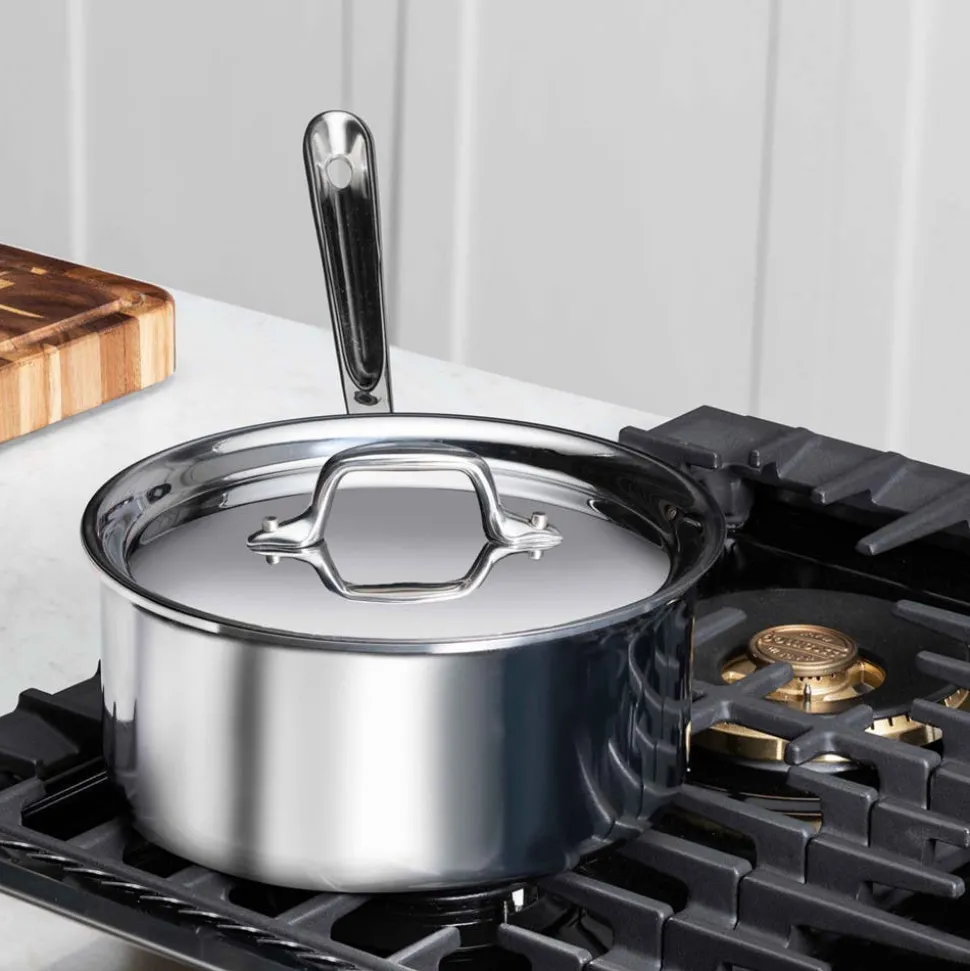 D3 Stainless 3-ply Bonded Cookware, Sauce Pan with lid, 1.5 quart