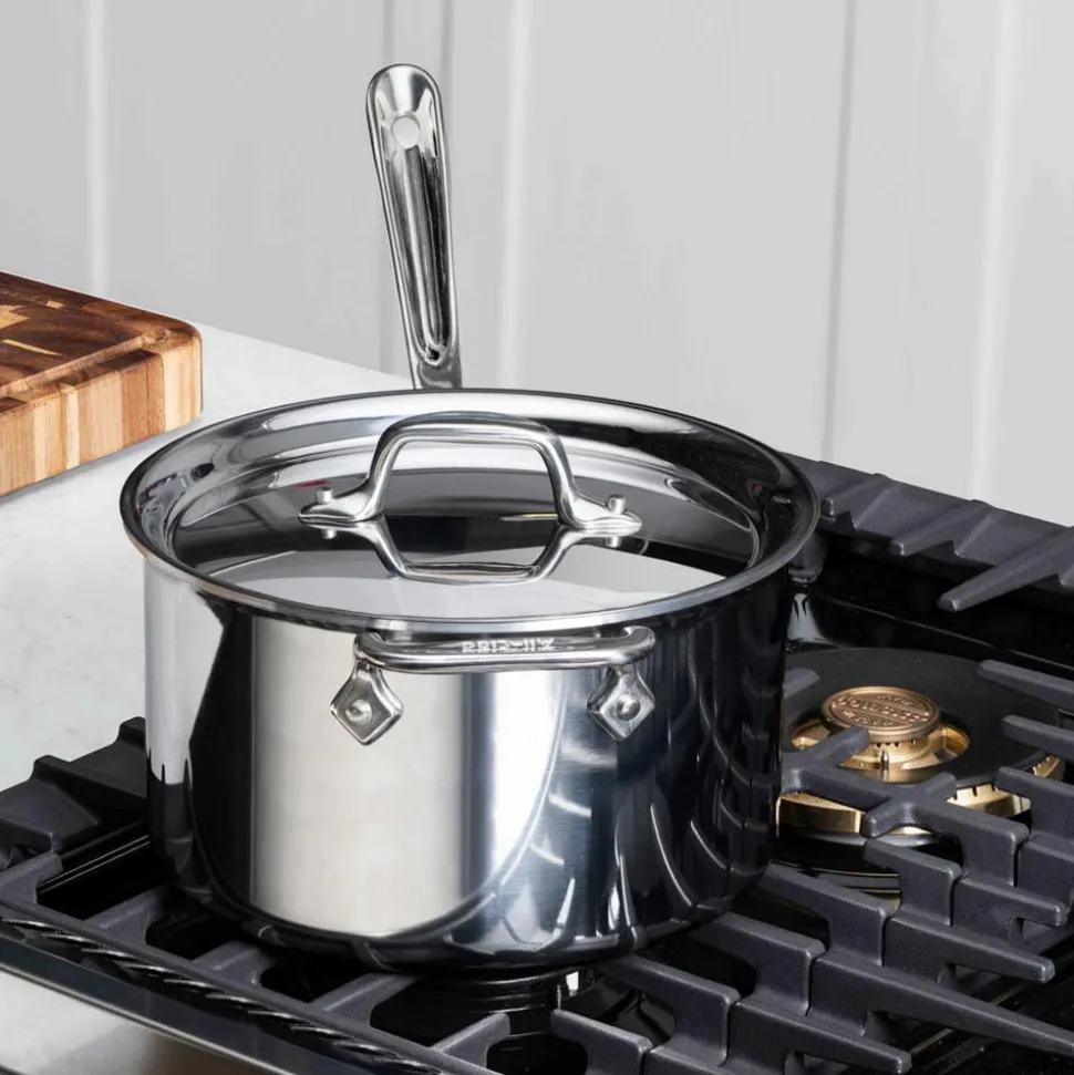 D3 Stainless 3-Ply Bonded Cookware, Sauce Pan with Lid, 4 quart