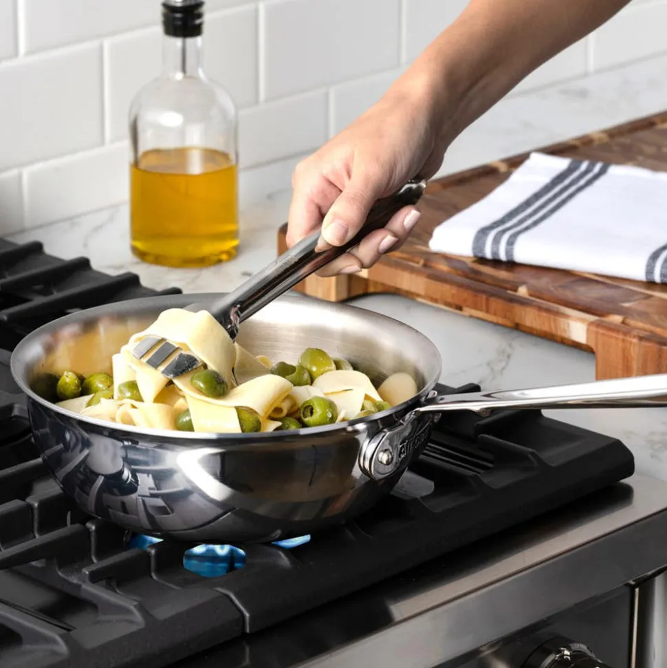 D3 Stainless 3-ply Bonded Cookware, Saucier with Whisk, 2 quart