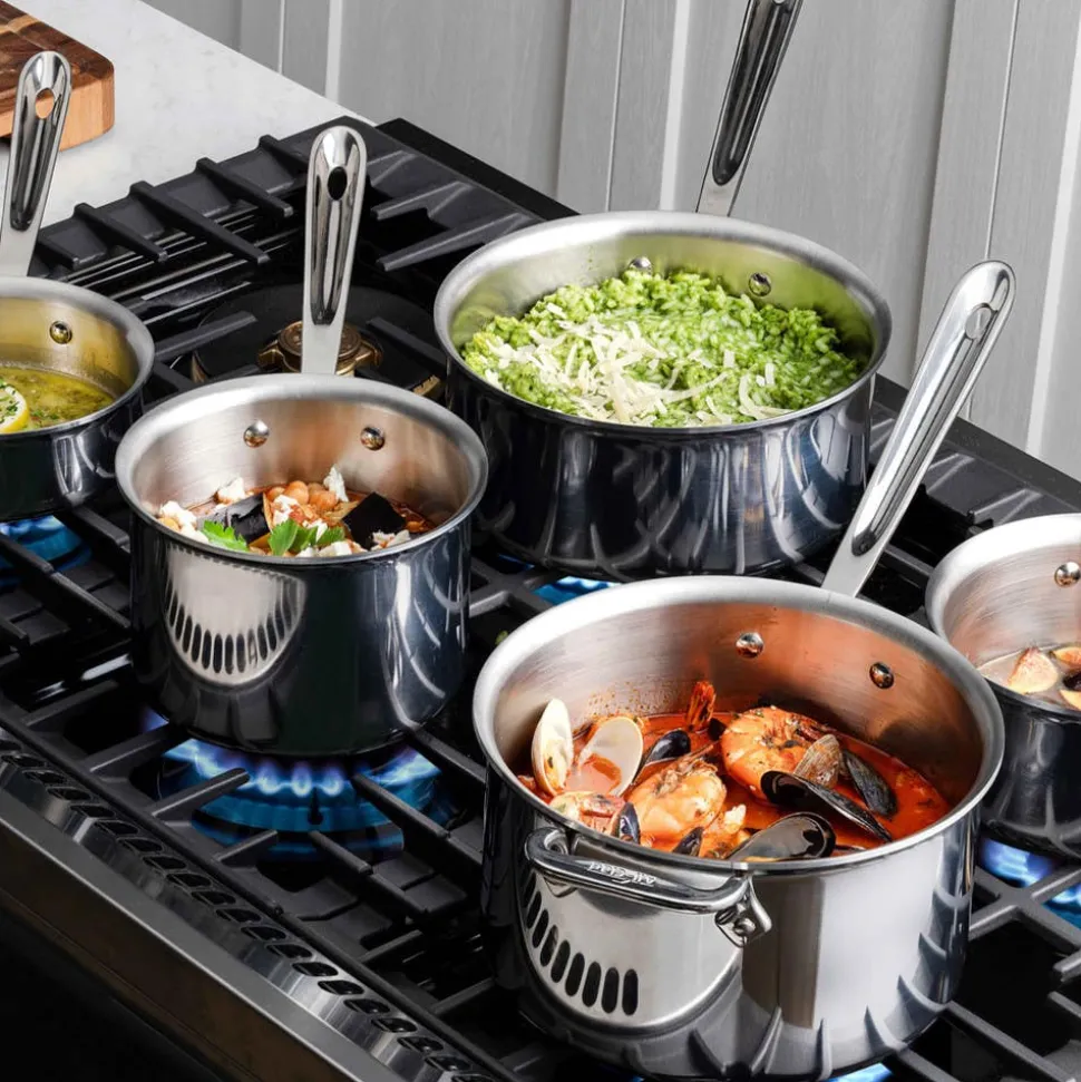D3 Stainless 3-Ply Bonded Cookware, Sauce Pan with Lid, 4 quart