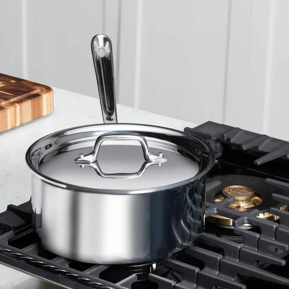 D3 Stainless 3-ply Cookware, 2 qt Sauce Pan With Lid | All-Clad