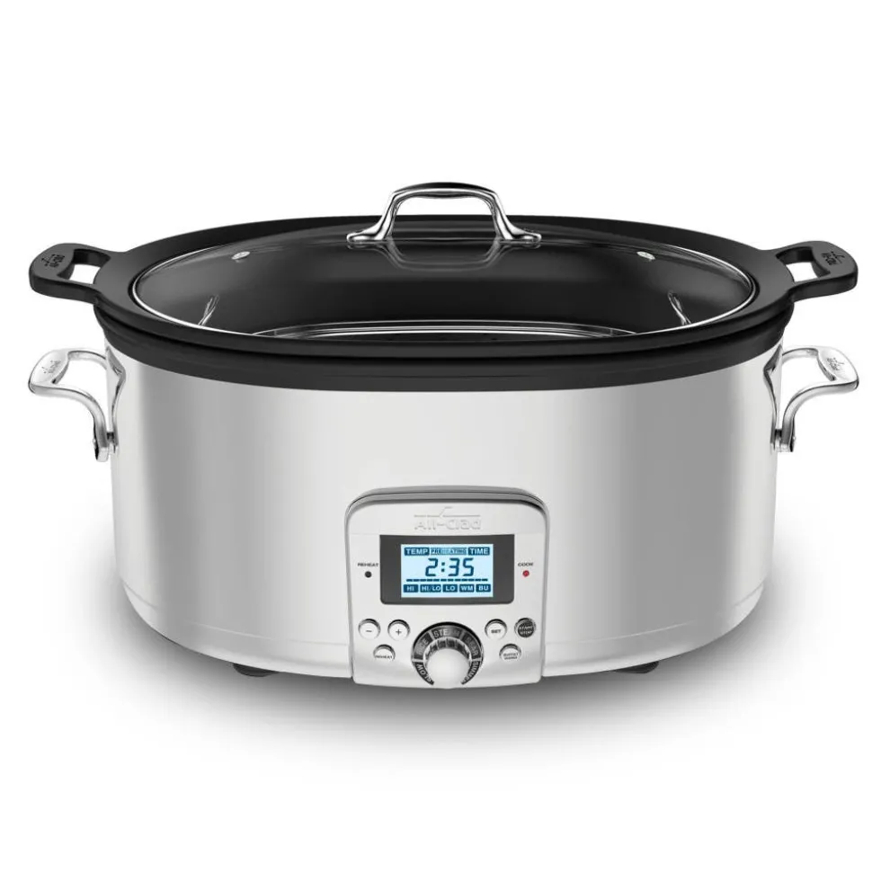 Gourmet Plus Stainless Steel 7-in-1 Slow Cooker; Nonstick Ceramic Coating; 7 quart