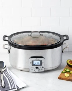 Gourmet Plus Stainless Steel 7-in-1 Slow Cooker; Nonstick Ceramic Coating; 7 quart