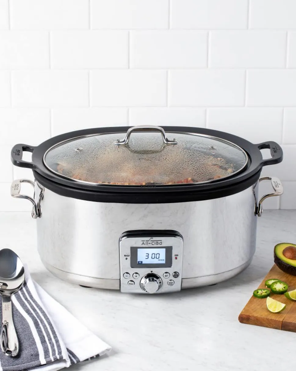 Gourmet Plus Stainless Steel 7-in-1 Slow Cooker; Nonstick Ceramic Coating; 7 quart