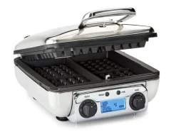 Gourmet Stainless Steel Digital Waffle Maker with Removable Plates; 4 slice