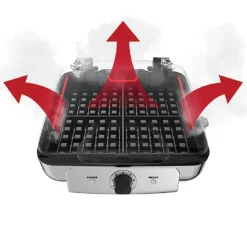 Gourmet Stainless Steel Digital Waffle Maker with Removable Plates; 4 slice