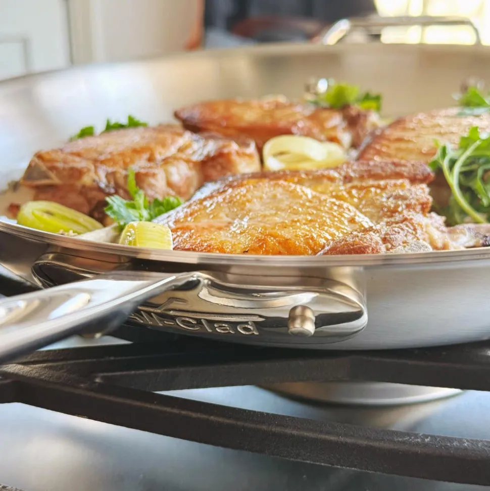 14-Inch Fry Pan with Lid / All-Clad D5 Brushed Stainless Masterpiece
