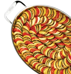 15-Inch Oval Baker with Red Pot Holders / Bake and Serve