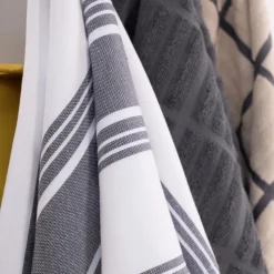 3-Pack Pewter Grey Dual Kitchen Towel Set / Classic Kitchen Towels with Modern Utility