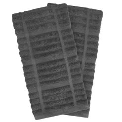 2-Pack Pewter Grey Kitchen Towel Set / Soft, Absorbent and Timeless Kitchen Towels