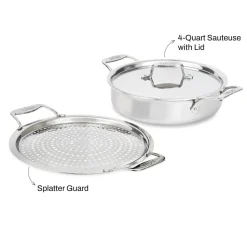 4-Quart sauteuse with Splatter Guard / All-Clad D5 Brushed Stainless Versatility