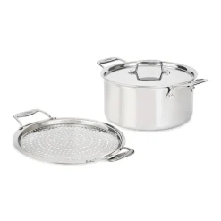 8-Quart Stockpot with Splatter Guard / All-Clad D5 Brushed Stainless Masterpiece