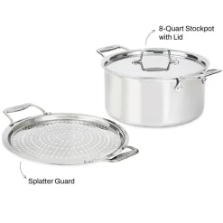 8-Quart Stockpot with Splatter Guard / All-Clad D5 Brushed Stainless Masterpiece