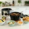 Stainless Steel 6-in-1 Digital Slow Cooker with Enameled Cast Iron Pot; 5 quart