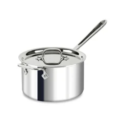 D3 Stainless 3-Ply Bonded Cookware, Sauce Pan with Lid, 4 quart