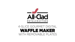 Gourmet Stainless Steel Digital Waffle Maker with Removable Plates; 4 slice