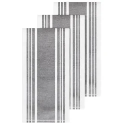 3-Pack Pewter Grey Dual Kitchen Towel Set / Classic Kitchen Towels with Modern Utility